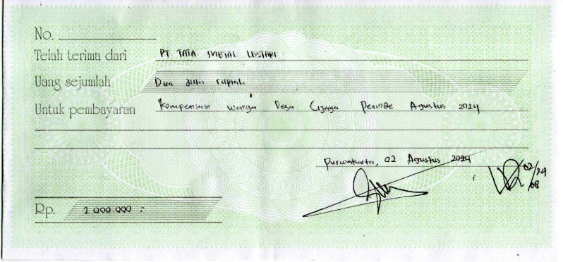 TML - Pemberian kompensasi kepada warga desa cijaya periode Agustus 2024